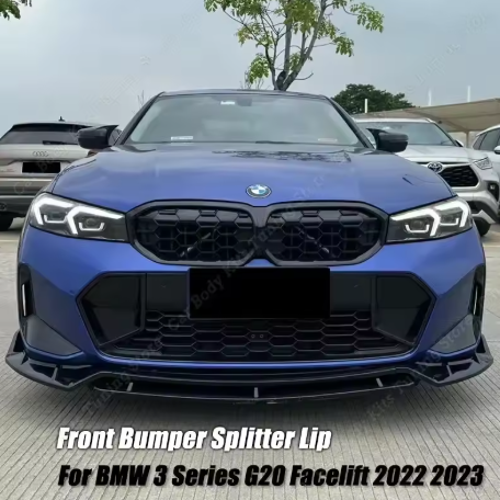 For BMW 3 Series G20 Facelift 2022 2023 4Pcs Front Bumper Splitter Lip Spoiler ABS Body Kit Diffuser Cover Car Accessories