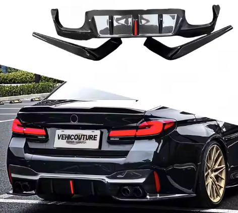 Carbon Fiber D Style LED Light Rear Diffuser 2017-2020 Rear Bumper Diffuser for BMW 5 Series G30 G38 F90 M5