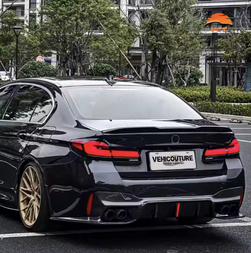 Carbon Fiber D Style LED Light Rear Diffuser 2017-2020 Rear Bumper Diffuser for BMW 5 Series G30 G38 F90 M5