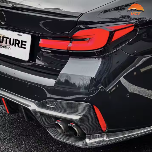 Carbon Fiber D Style LED Light Rear Diffuser 2017-2020 Rear Bumper Diffuser for BMW 5 Series G30 G38 F90 M5
